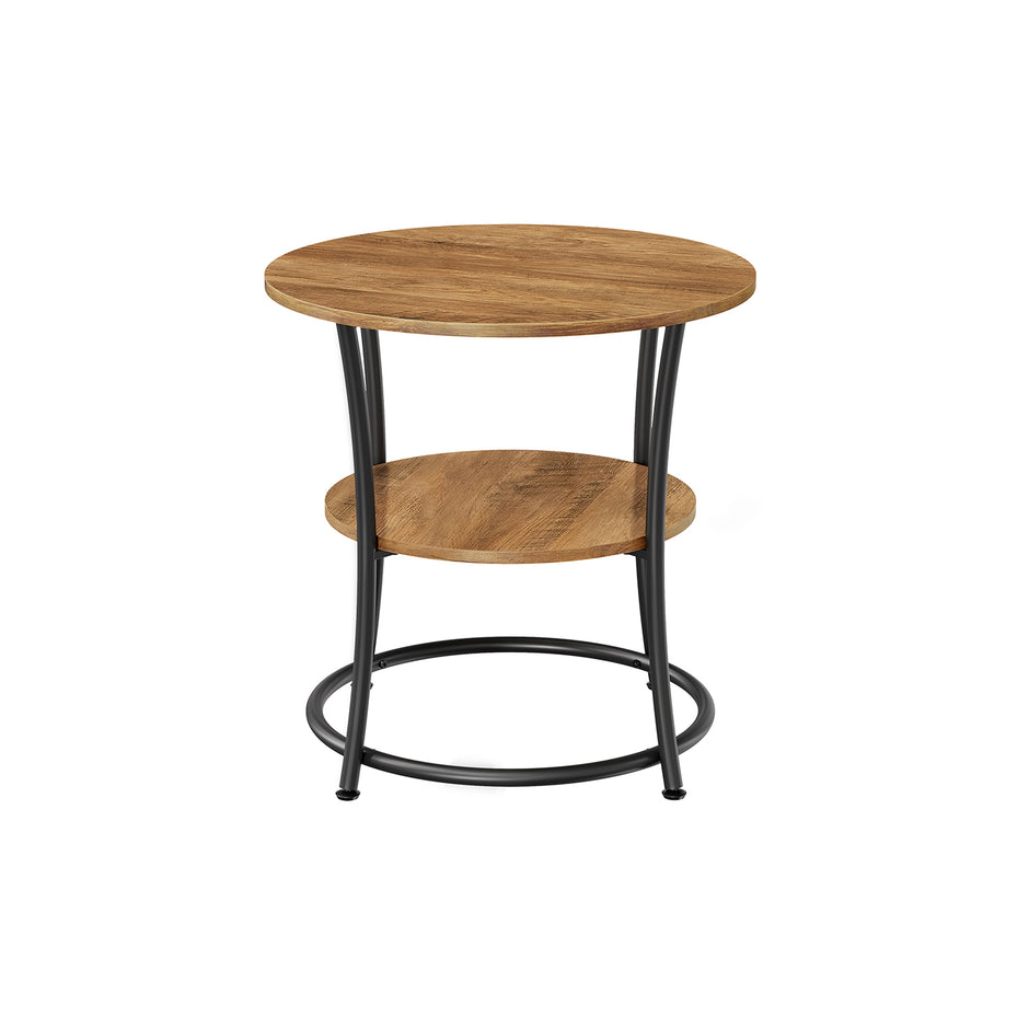 Sidobord - 2 hyllplan - Stålstomme - Valnöt brun-svart