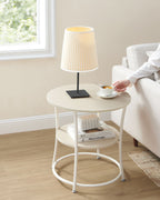Sidobord med 2 hyllor - stålram - naturlig beige