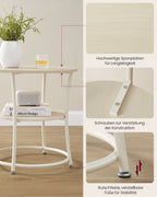 Sidobord med 2 hyllor - stålram - naturlig beige