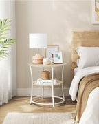 Sidobord med 2 hyllor - stålram - naturlig beige
