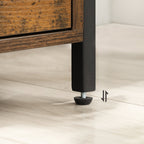 Sängbord - med 2 lådor - industriell design - brun/svart