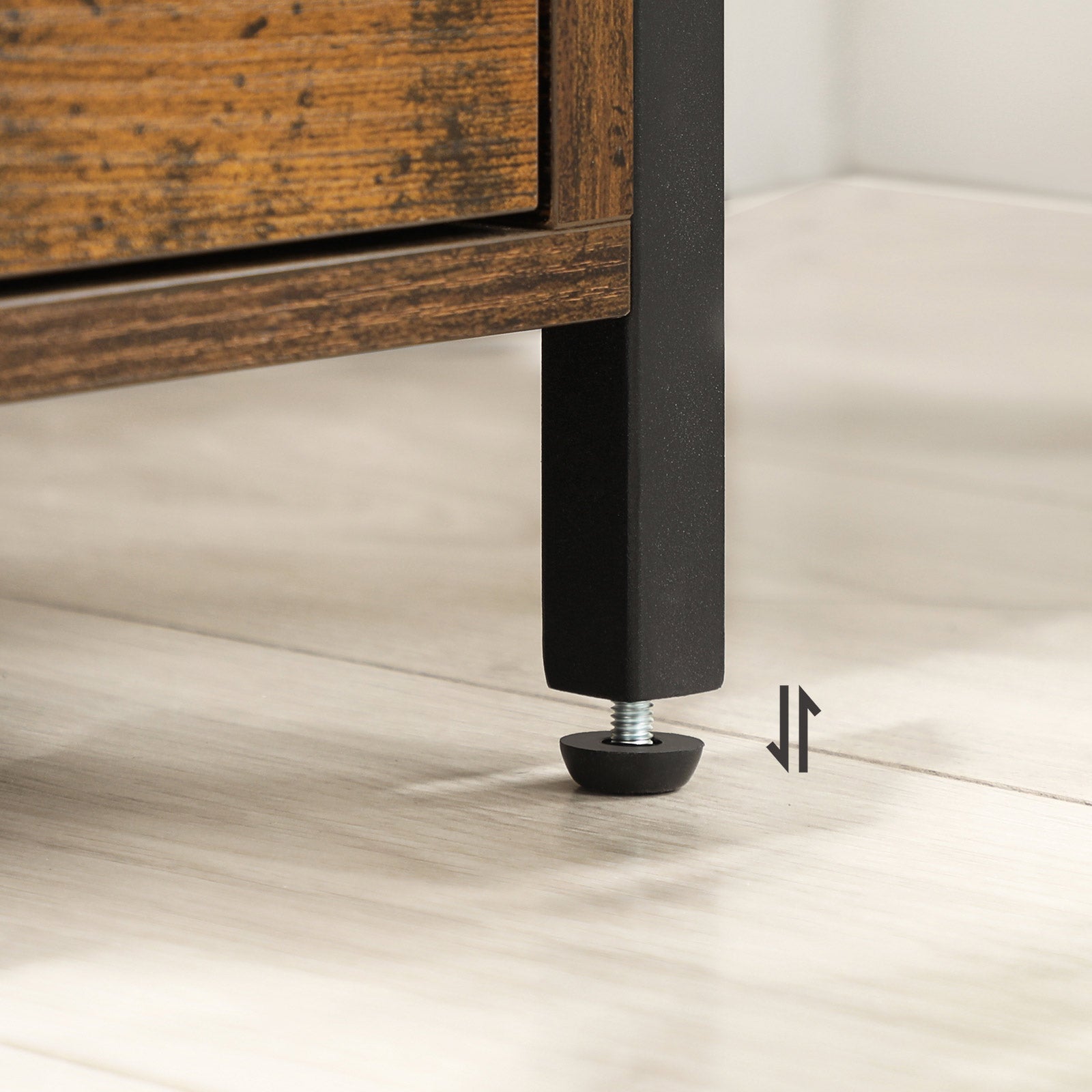 Sängbord - med 2 lådor - industriell design - brun/svart