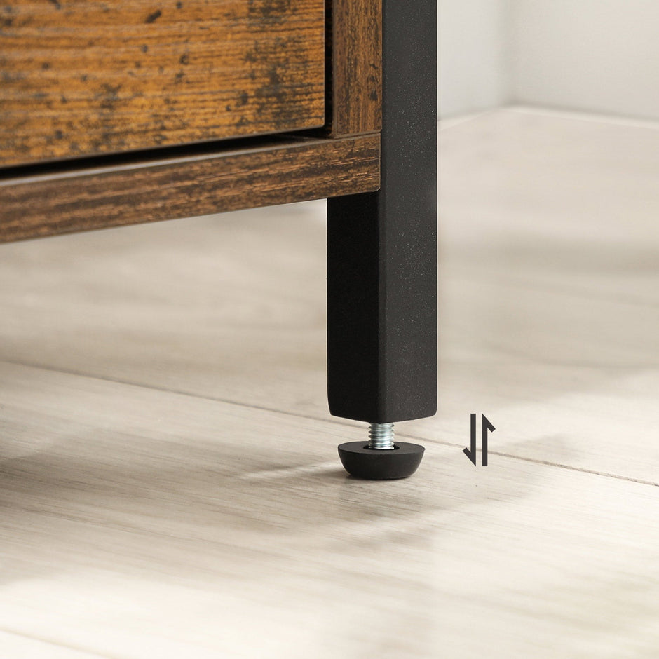 Sängbord – 2 lådor – Industriell design – Brun/Svart