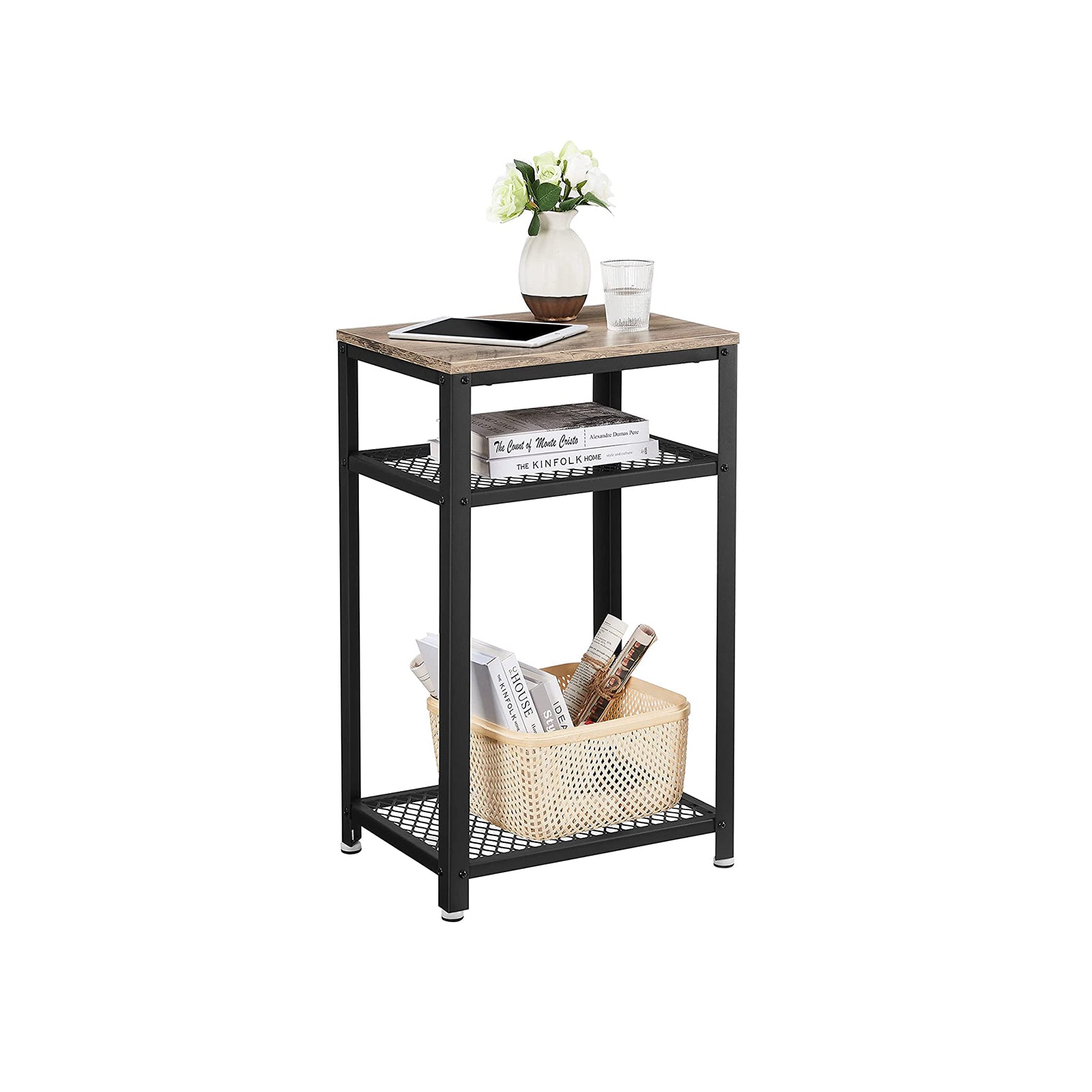 Sidobord-med 2 scheman-greige-zwart