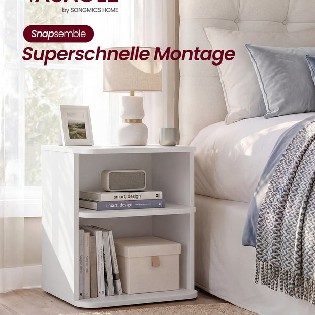 Nachtkastje - Bijzettafel - 3 Niveaus - Supersnelle Montage - Wolkenwit