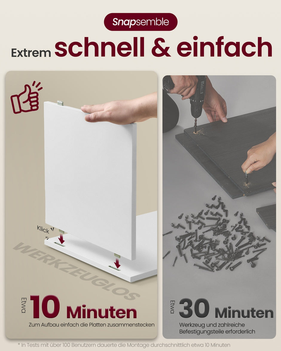 Nachtkastje - Bijzettafel - 3 Niveaus - Supersnelle Montage - Wolkenwit