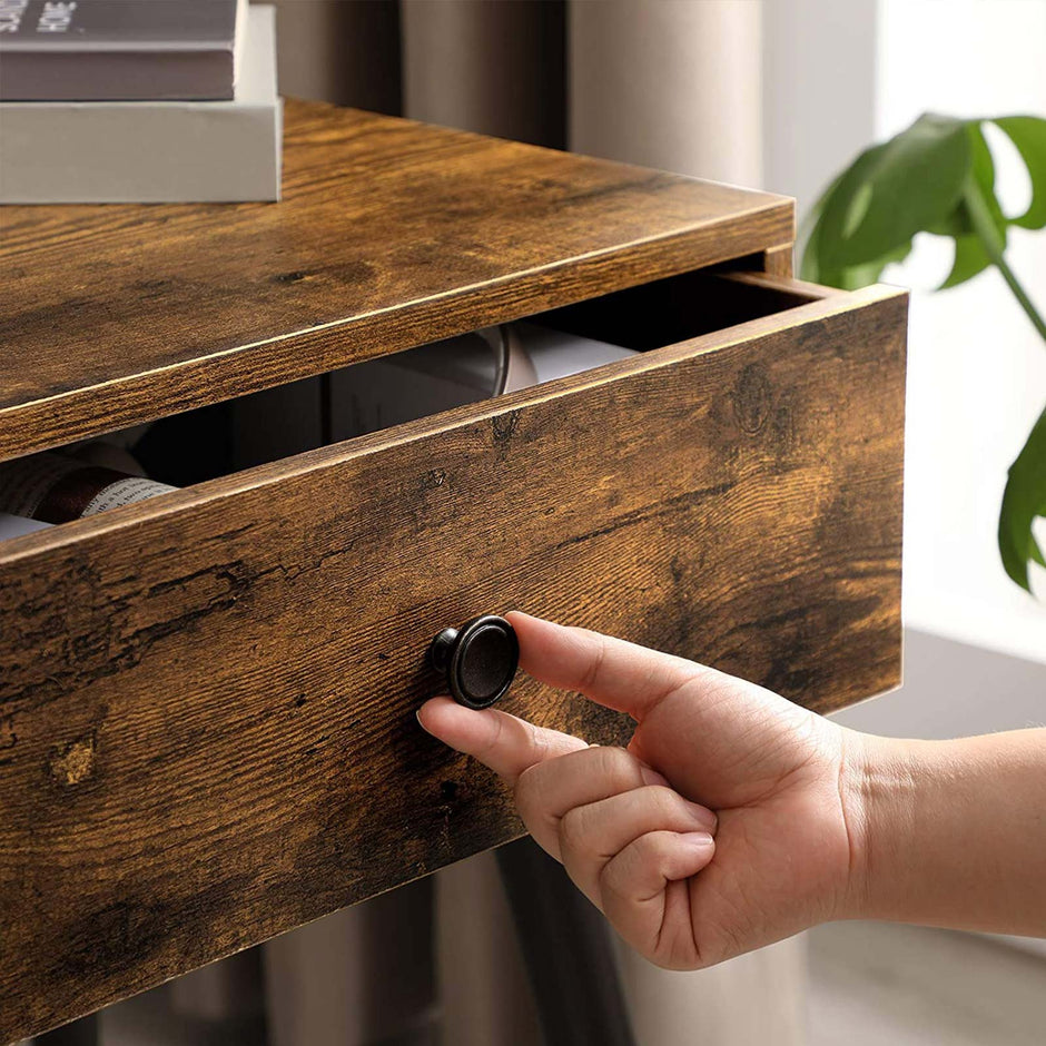 Sidobord - Sängbord med låda - Vintage brun