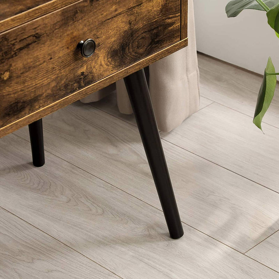 Sidobord - Sängbord med låda - Vintage brun