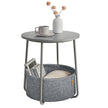 Ronde Bijzettafel – Met Stoffen Opbergmand – Ø 45 cm – Duifgrijs en Leigrijs