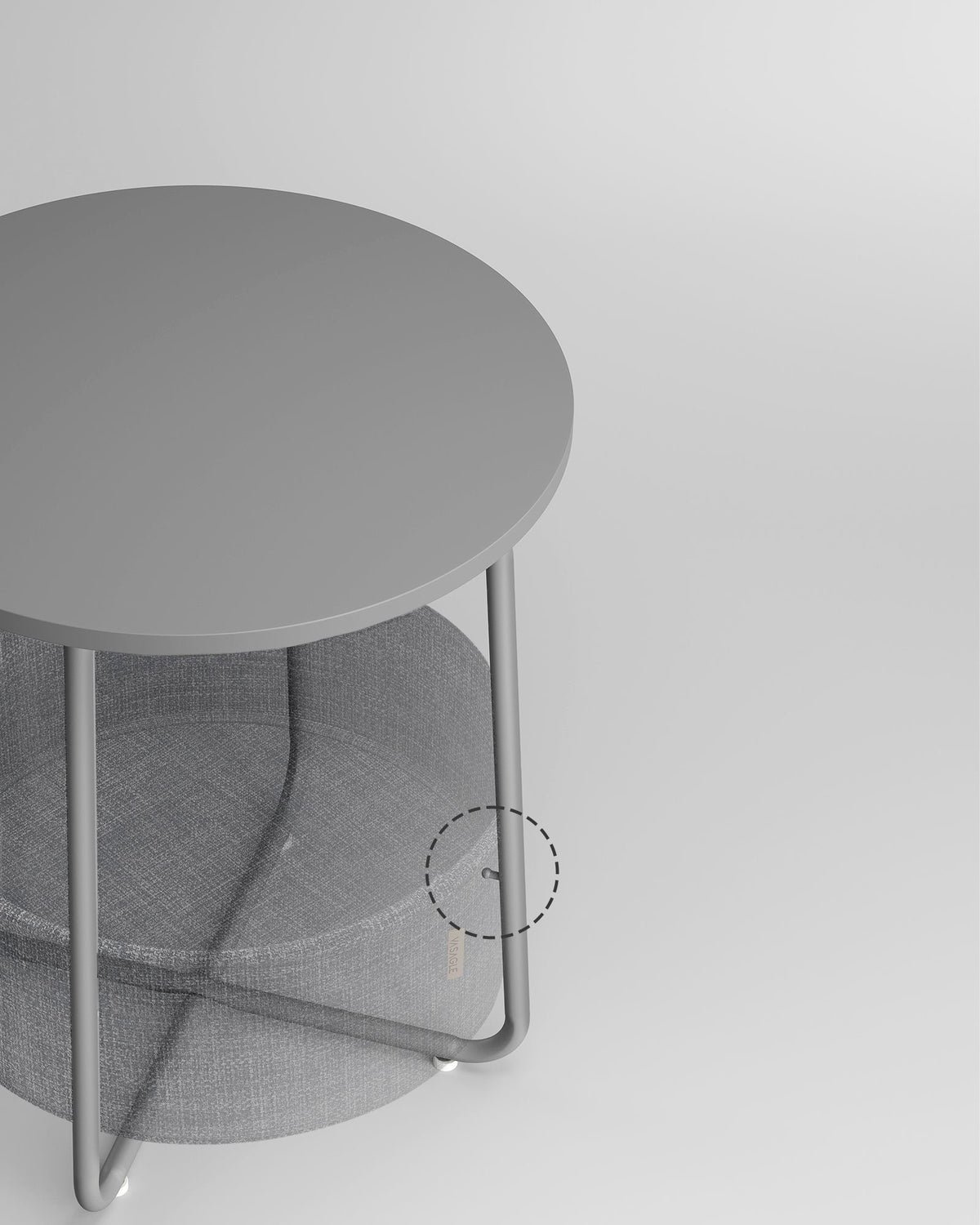 Ronde Bijzettafel – Met Stoffen Opbergmand – Ø 45 cm – Duifgrijs en Leigrijs