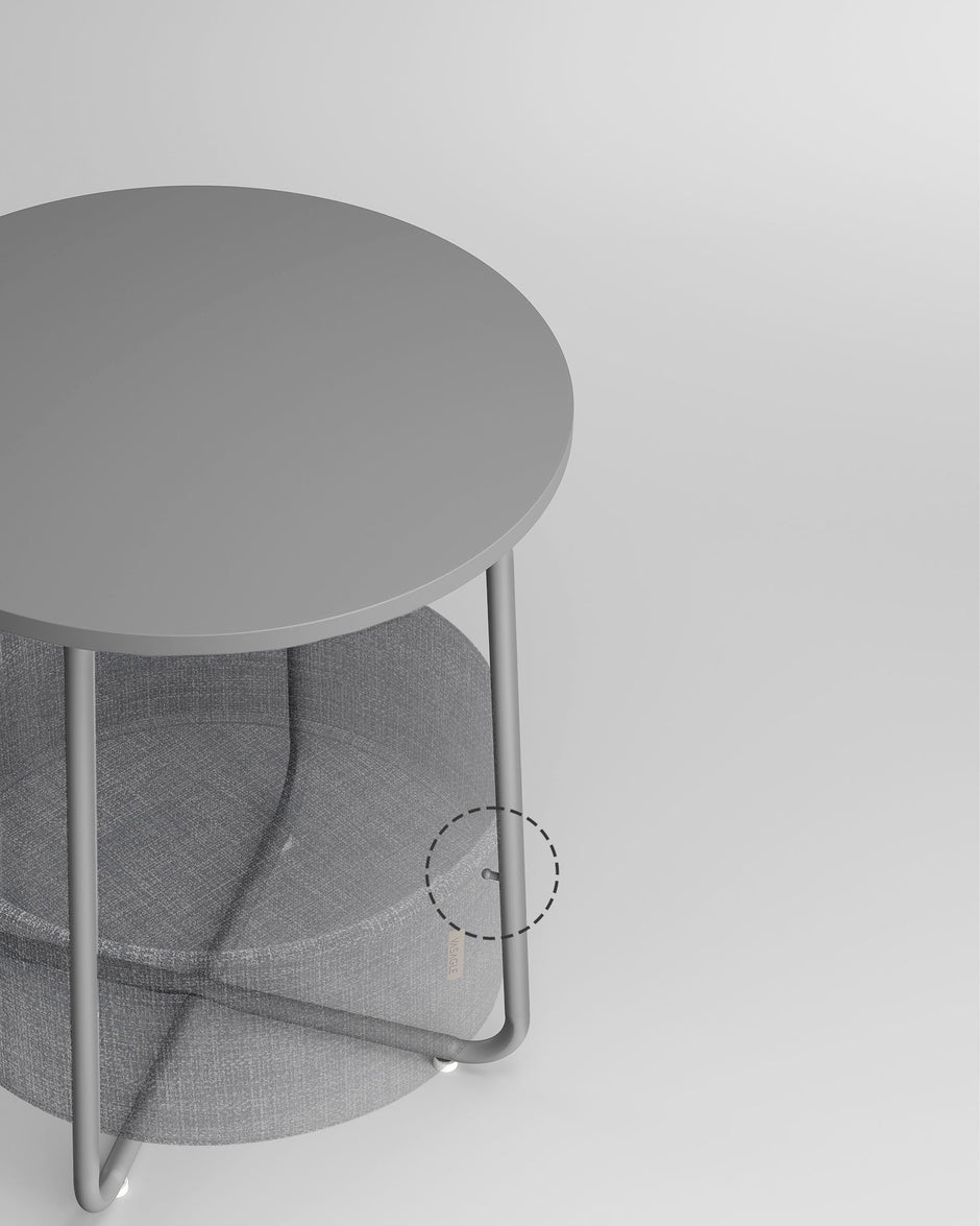 Ronde Bijzettafel – Met Stoffen Opbergmand – Ø 45 cm – Duifgrijs en Leigrijs
