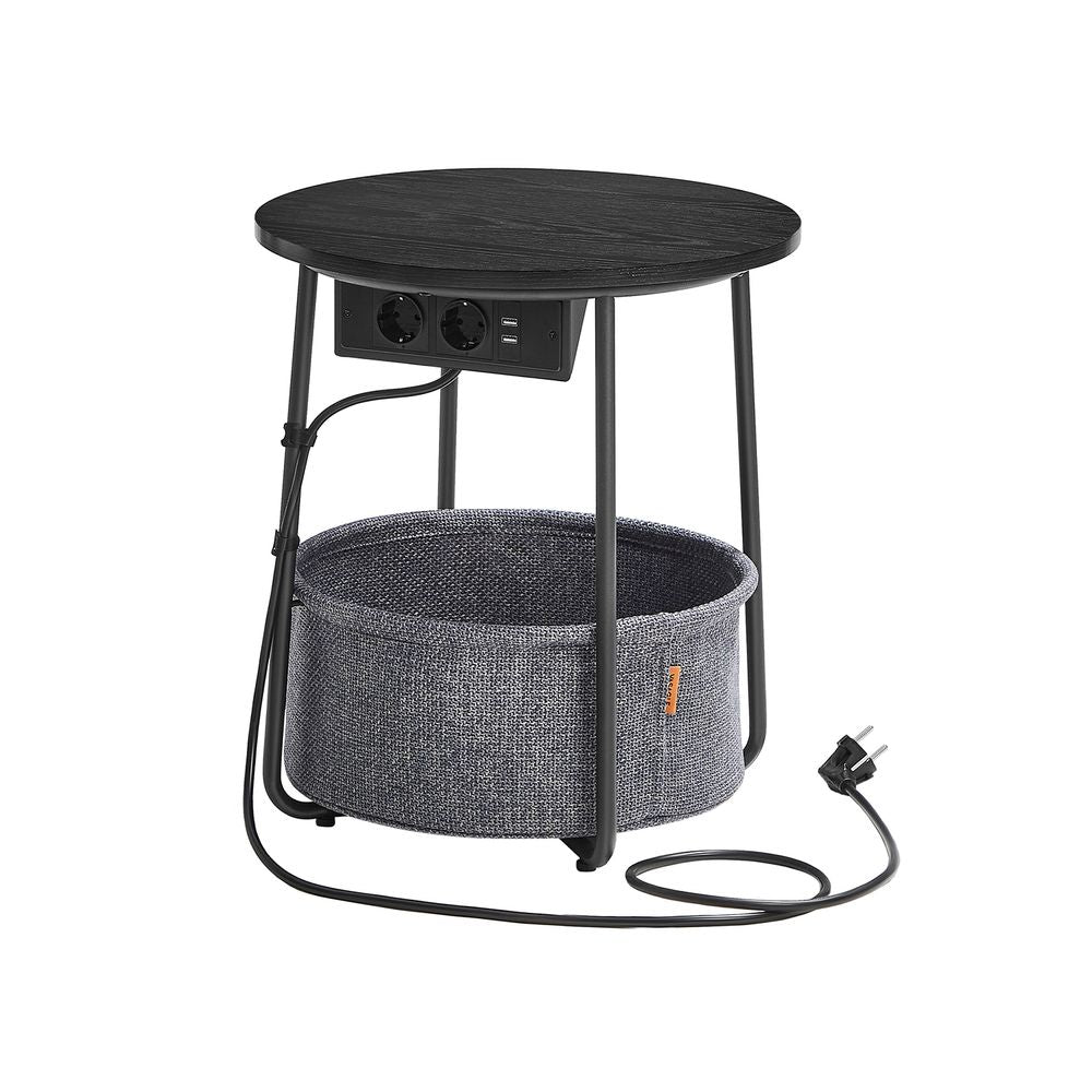 Sidobord - sängbord - med laddningsstation och uttag - med korg - grönt