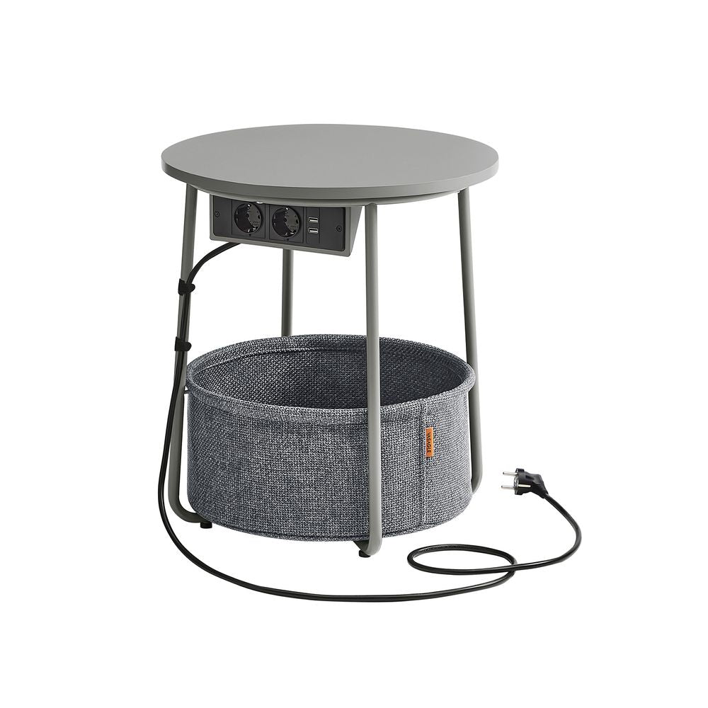 Sidobord - sängbord - med laddningsstation och uttag - med korg - grönt