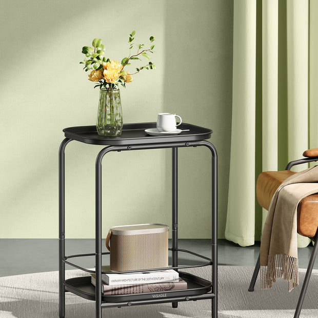 Sidobord – 2 plan – stål – bläcksvart