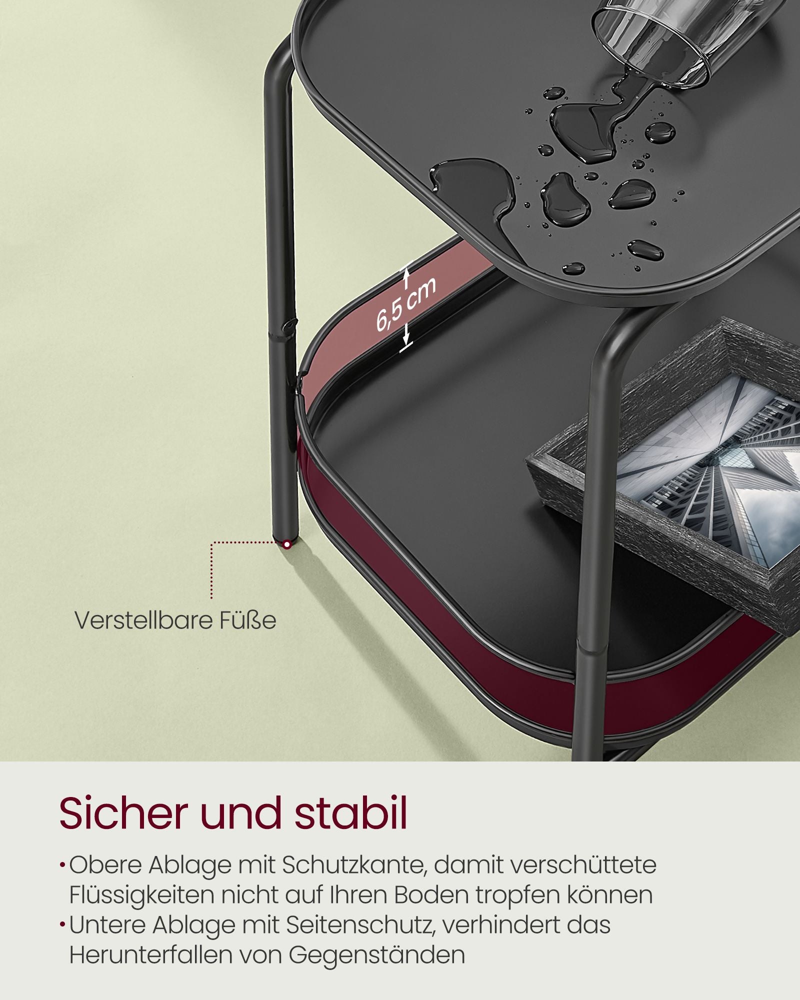 Sidobord - 2 nivåer - Modern - bläck svart