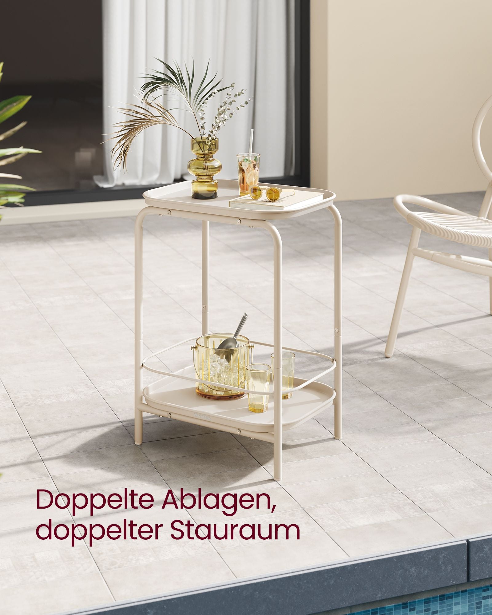Sidobord med 2 nivåer av modern grädde vit
