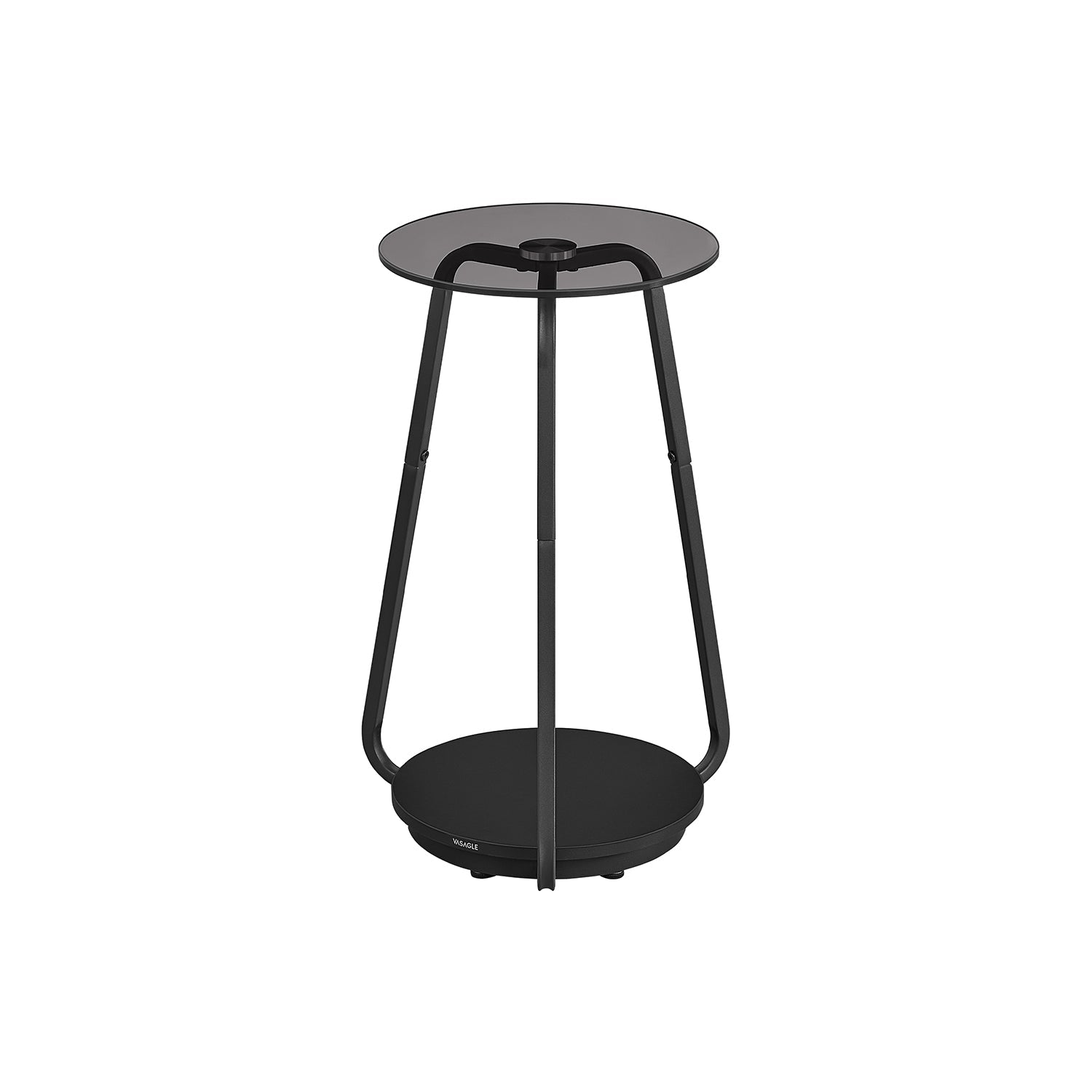 Rund sidobord med 2 nivåer och glasstopp och kort