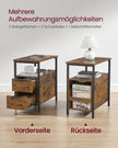 Sängbord med låda – Modern Design – Vintage Brun och Svart
