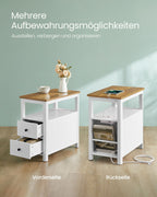 Smal sidobord med socket-walnut brun-vit