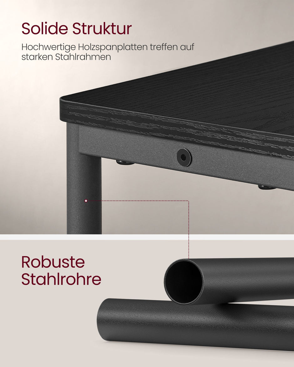 Sidobord – med 3 hyllplan – smalt – svart