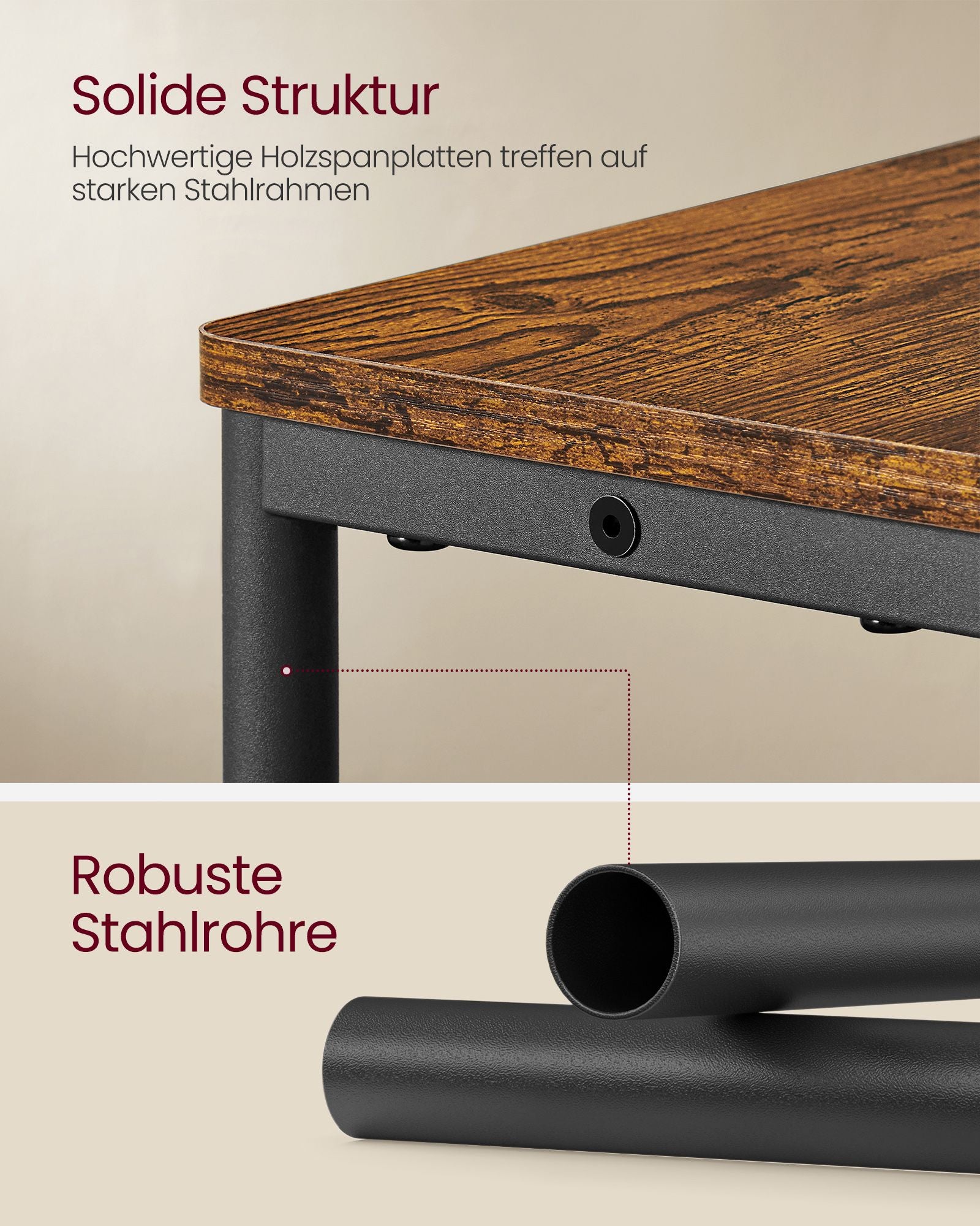 Sidobord-med 3 hyllor-smörvintage brun-bläck svart