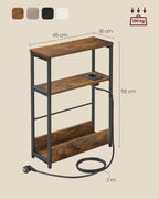 Sidobord-med 3 hyllor-smörvintage brun-bläck svart