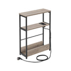 Sidobord - med 3 hyllor - smal - ebenholts svart & bläck -svart