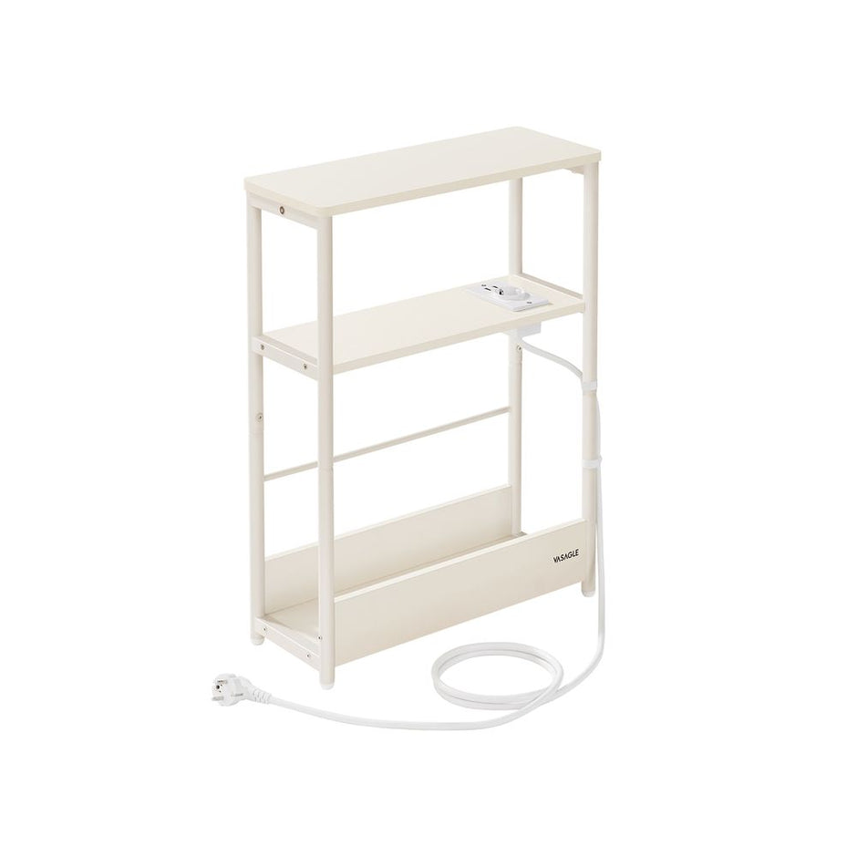 Sidobord – med 3 hyllplan – smalt – svart