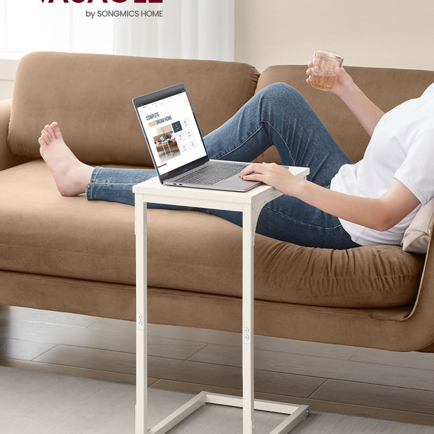 C-format sidobord – robust metallstomme – krämvit