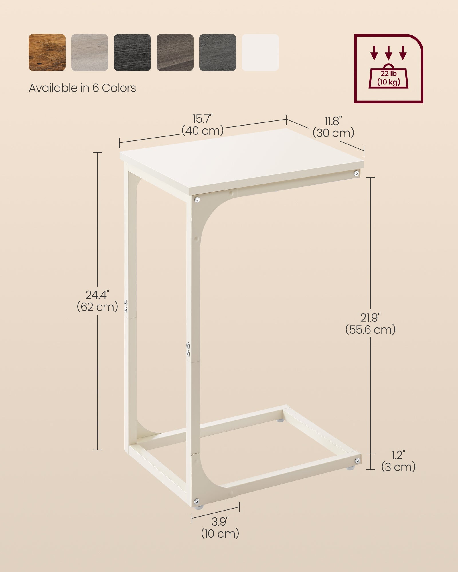 C-format sidobord med robust metallram