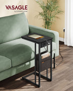 C-formad sidobord-med 2 sockets-ebony svart