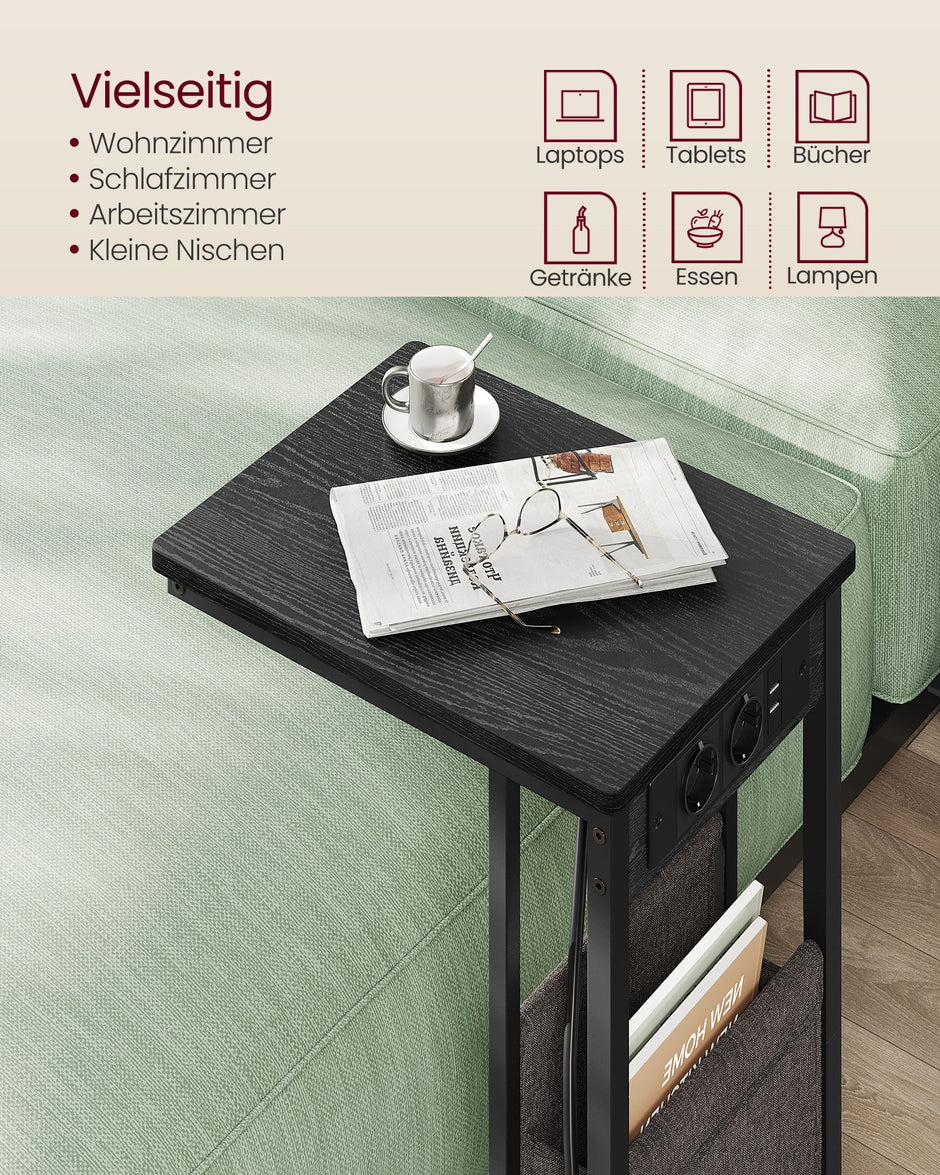 C-format sidobord med 2 svarta uttag