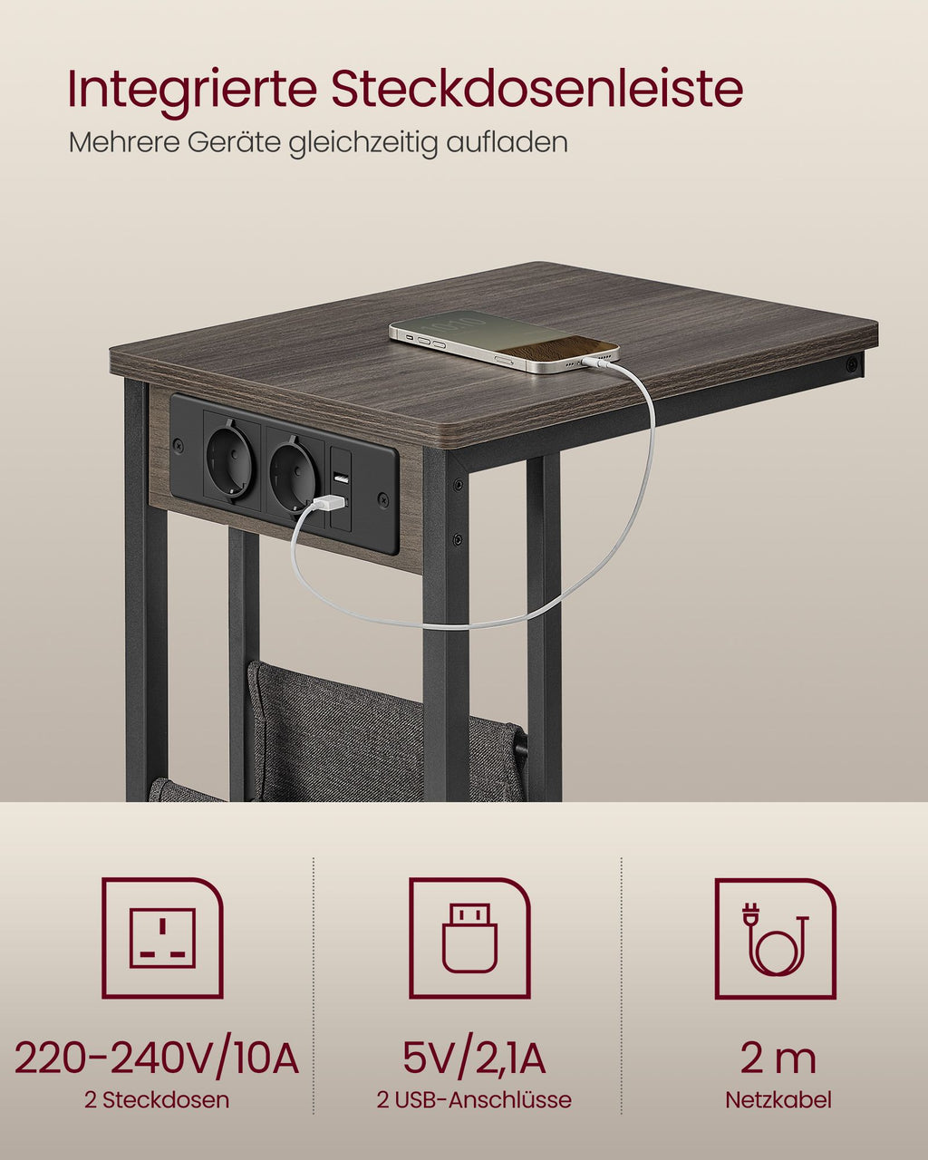 C-formad sidobord-med 2 sockets-asbruin
