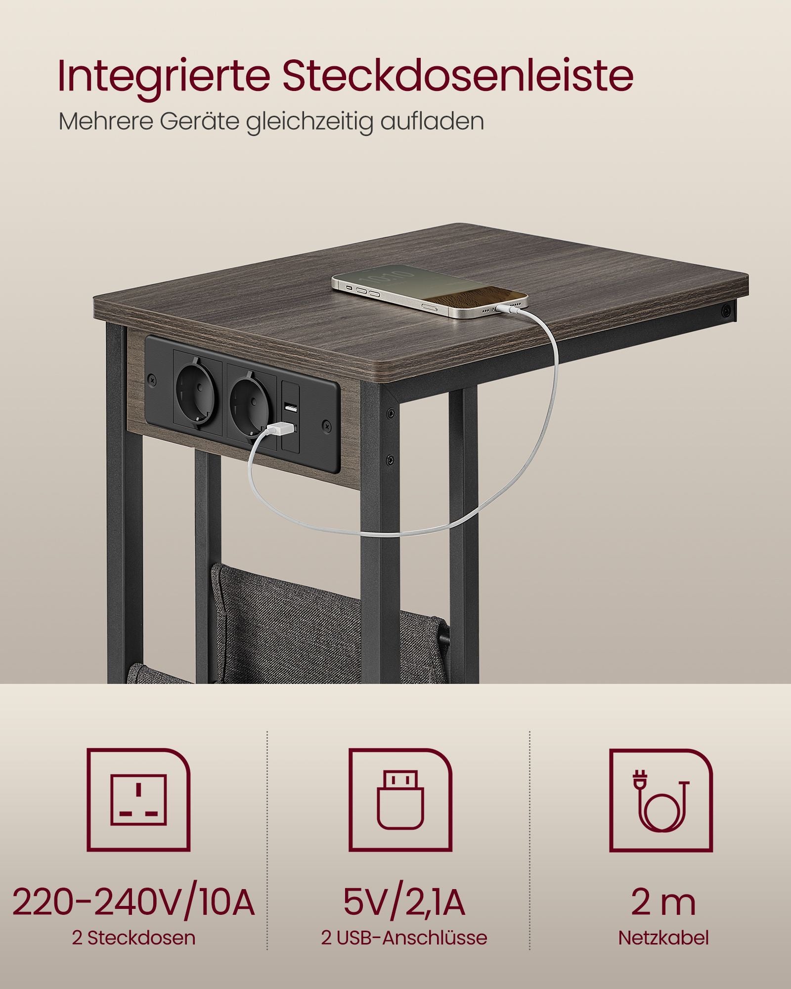 C-formad sidobord-med 2 sockets-asbruin