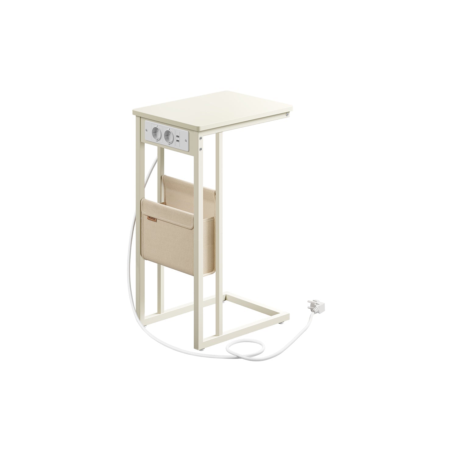 C-formad sidobord-med 2 sockets-ebony svart