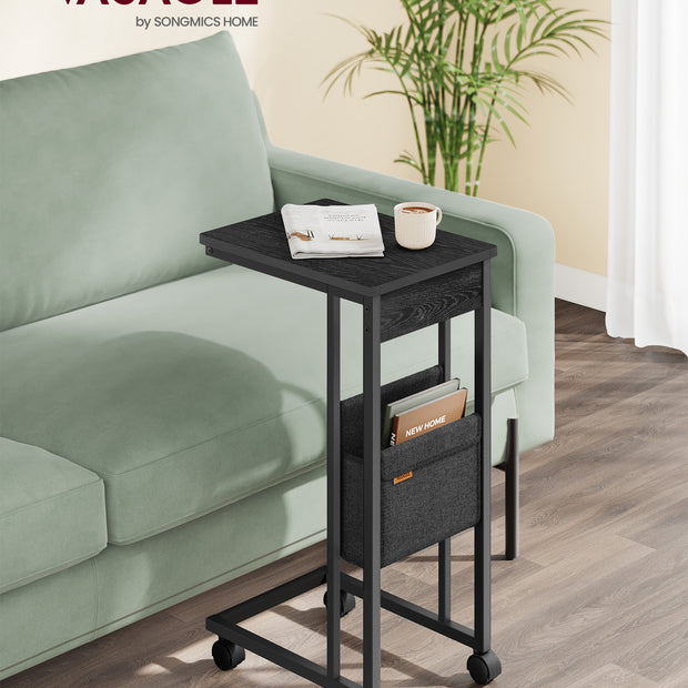 C-format sidobord – med förvaringsväska – svart