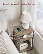 Sidobord med socket-hazelnut brun-svart