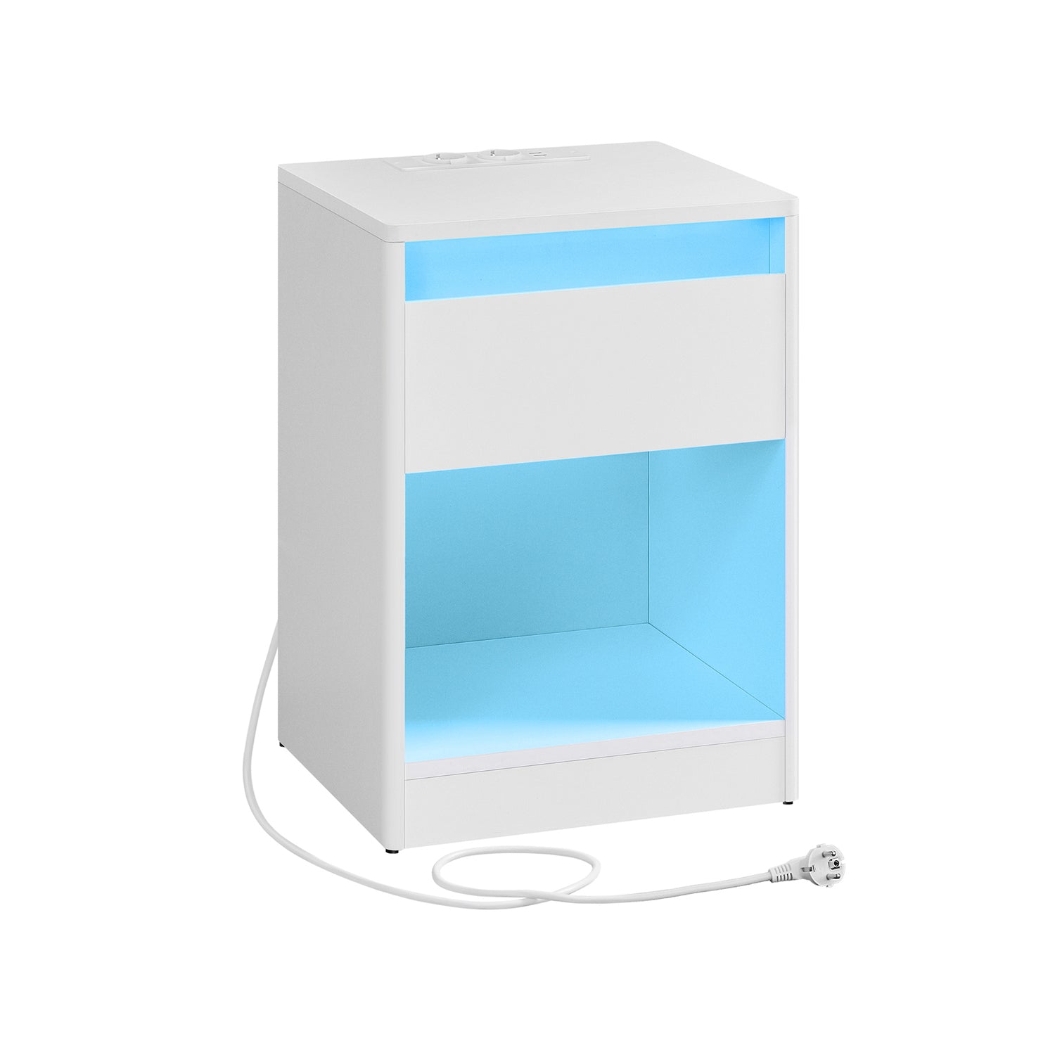 Sängbord med LED -belysning modern wolkwit