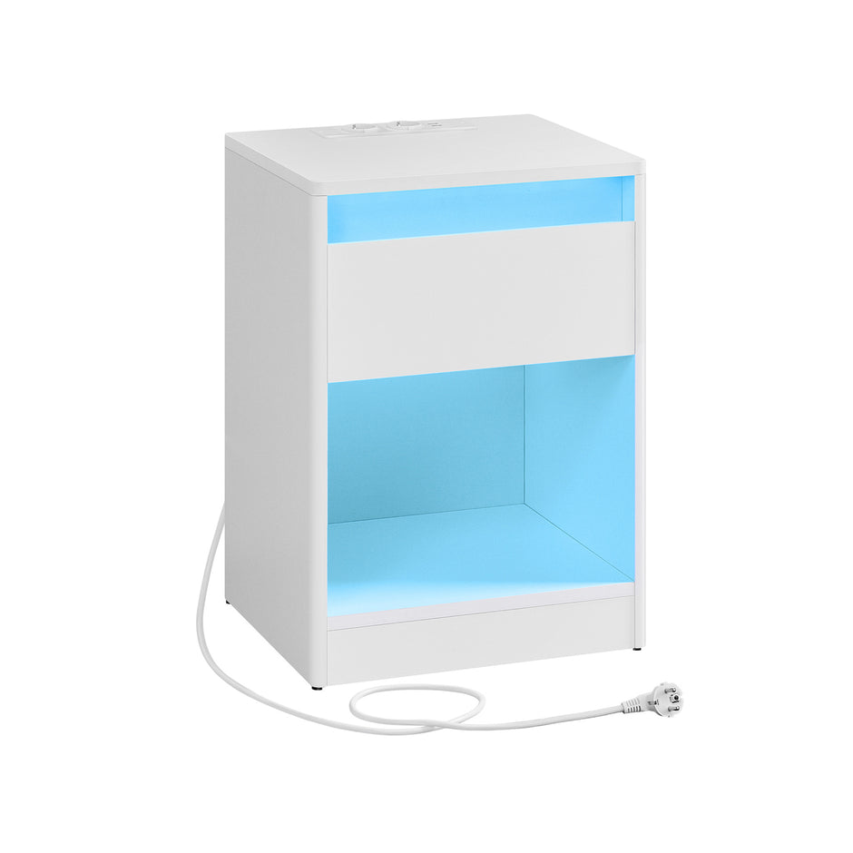 Sängbord med LED-belysning i modern molnvit