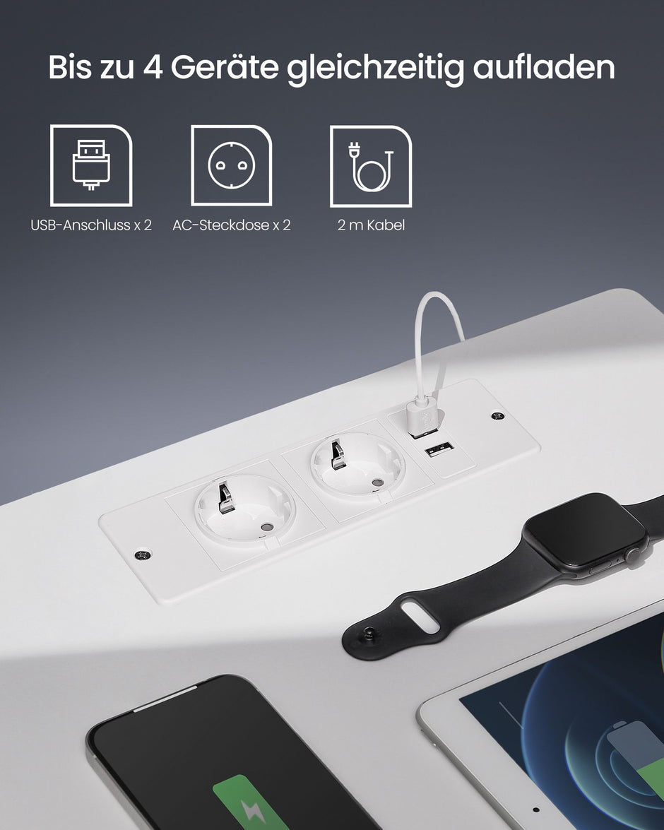Sängbord med LED-belysning i modern molnvit