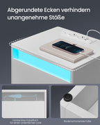 Sängbord med LED -belysning modern wolkwit