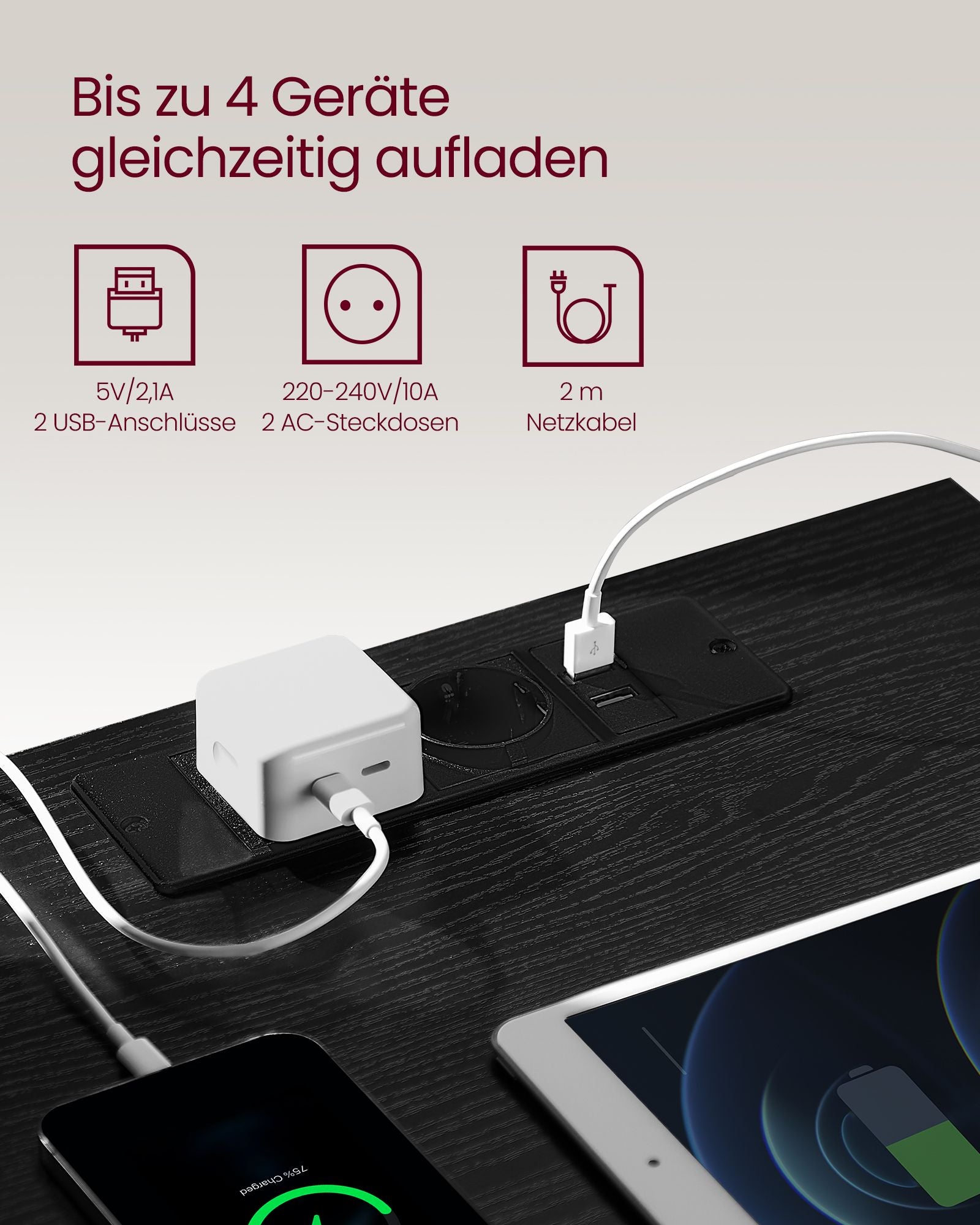 Sidobord - med 3 lådor - Modern - Ebony Black