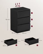 Sidobord - med 3 lådor - Modern - Ebony Black