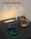 Sängbord med LED-belysning och USB-portar - Svart