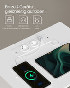 Sängbordsset av 2 med laddningsfunktion och låda Matt White