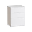 Sängbord – 3 lådor – matt vit och cappuccino beige