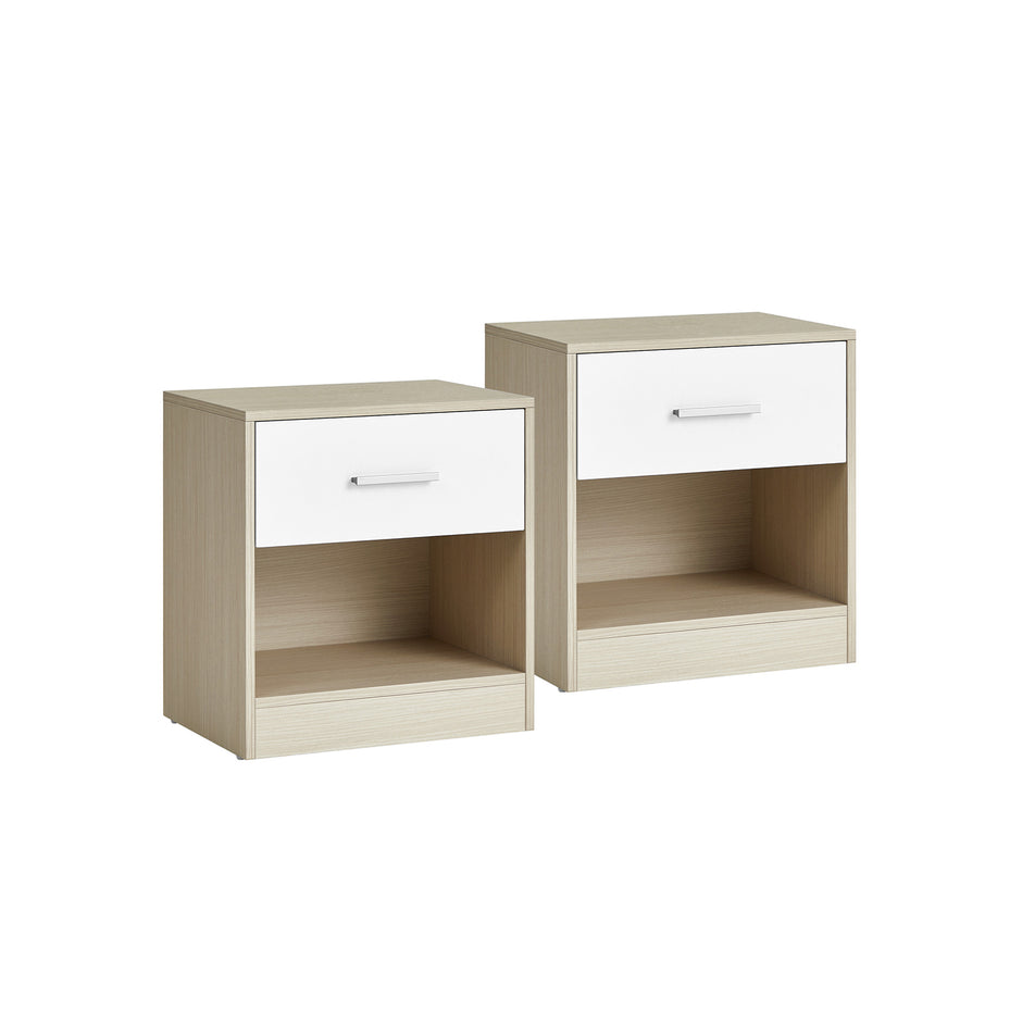 Sängbordsset om 2 – klassisk design – naturbeige-vit