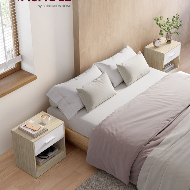 Sängbordsset om 2 – klassisk design – naturbeige-vit