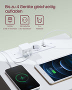 Sängbordsset av 2 med uttag och lådor av molnvit