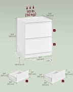 Sängbordsset av 2 med uttag och lådor av molnvit